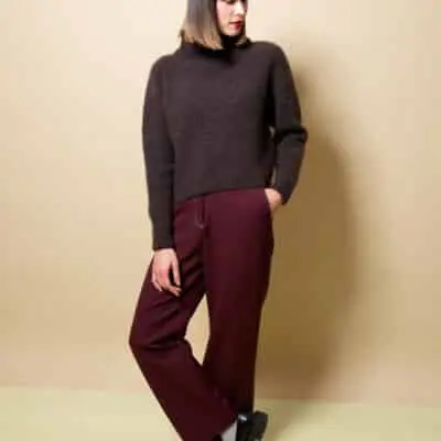 359-5 Sira Sweater in 3-thread knitting yarn plus plum