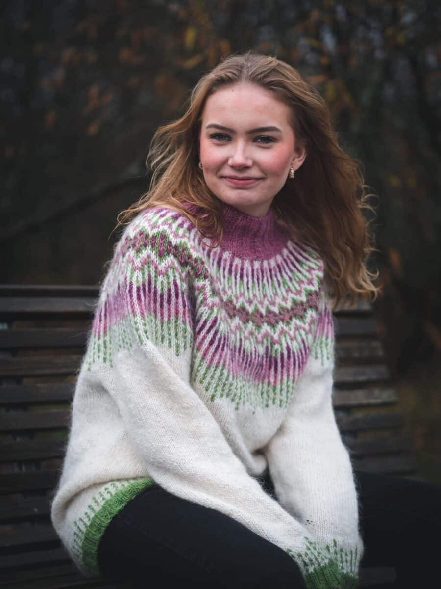 Nordlys, beautiful feminine sweater in light fleece